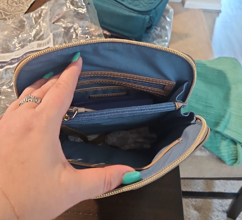 Dooney & Bourke Glossy Patent Crossbody Bag in Taupe - Picture 2 of 3